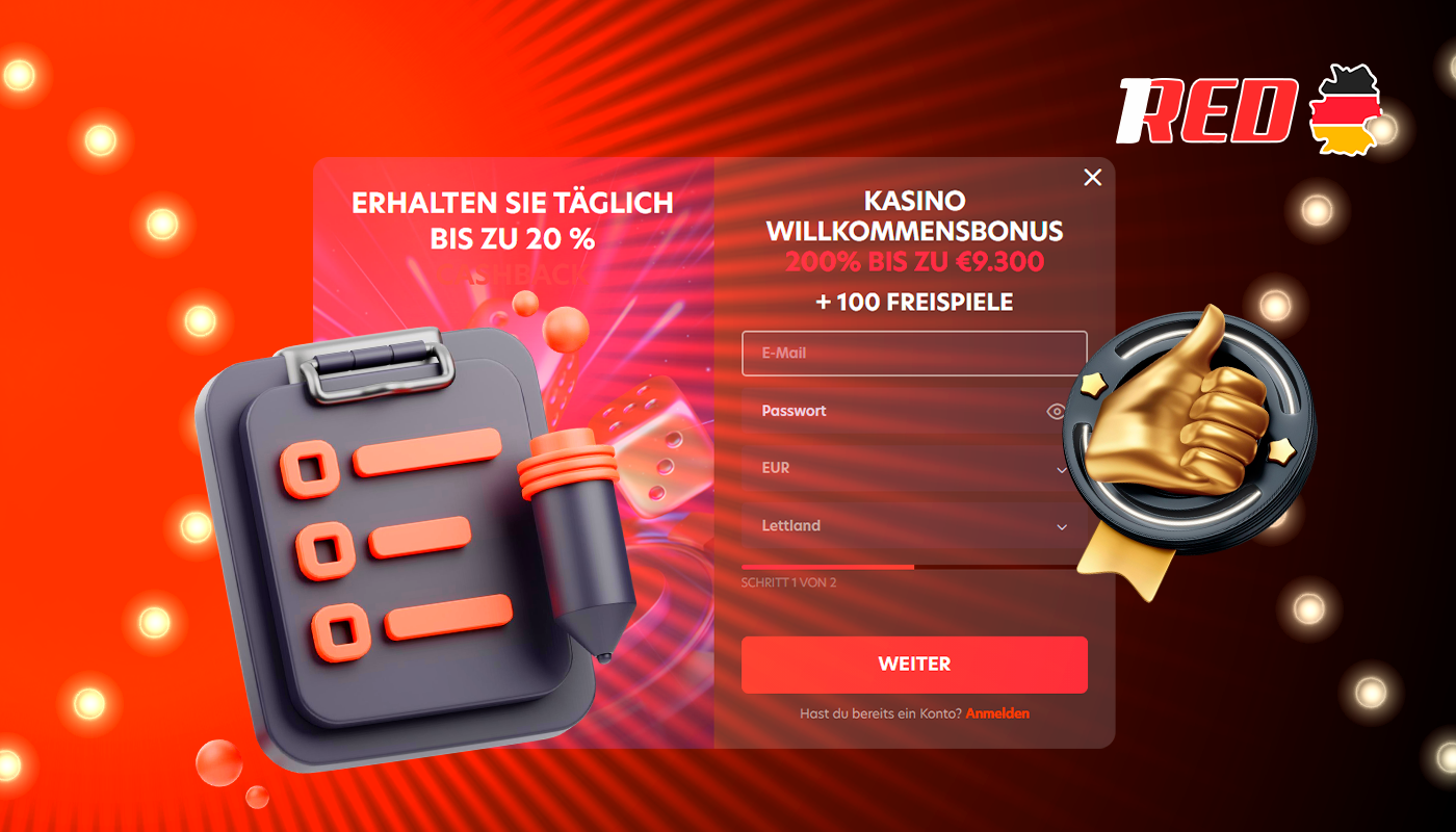 Es gibt bestimmte Anforderungen für die Registrierung bei 1red