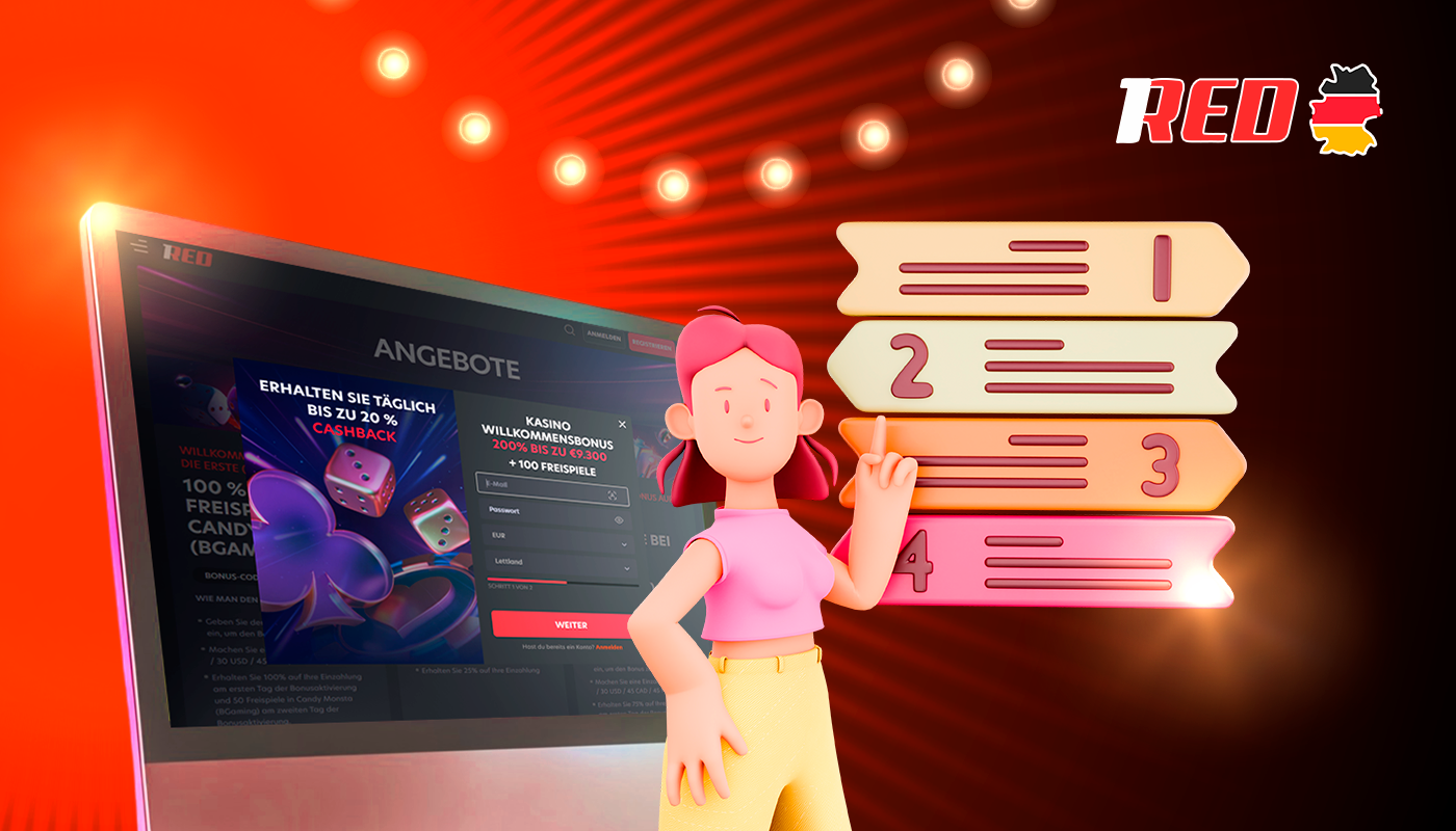 Befolgen Sie die Schritte, um sich bei 1red Deutschland zu registrieren