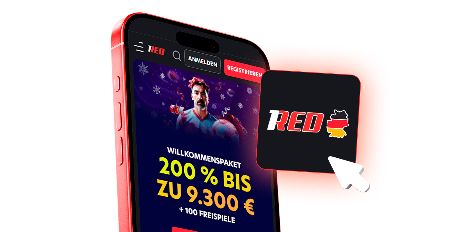 Use the app "1red" for Germany on Android and iOS